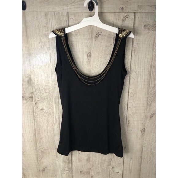 Women's Kardashian Kollection Black Bling Shoulder Tank Top Size XS - Picture 2 of 4
